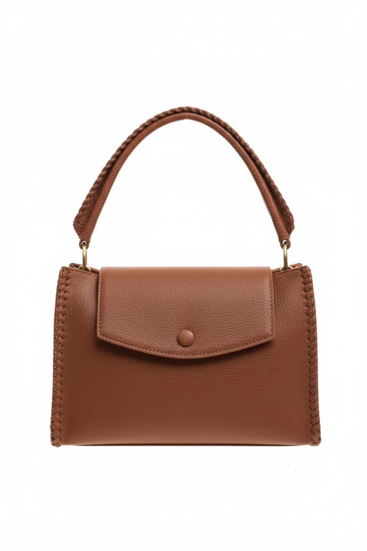 camel Leather Bagwith Braided Details