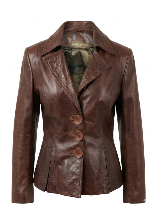 Women's Antique Brown Leather Blazer