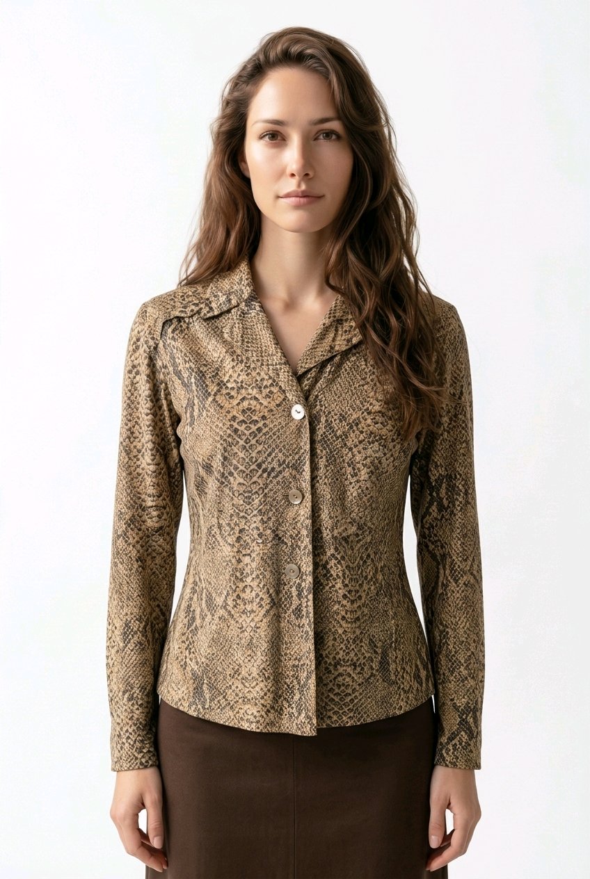 Women's Snake Print Leather Blazer