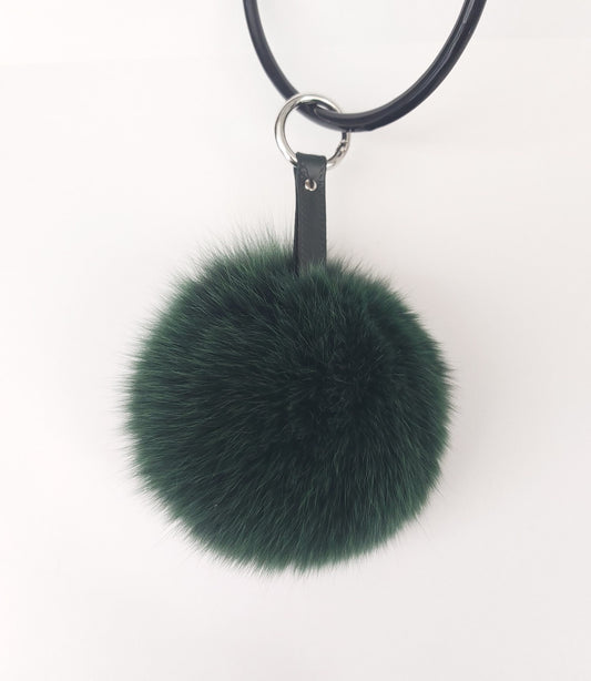 GREEN POMPOM FUR keychain