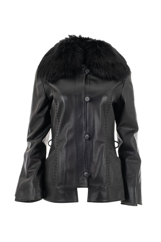 2325 - Γυναικεία Ζακέτα με Γούνινο γιακά