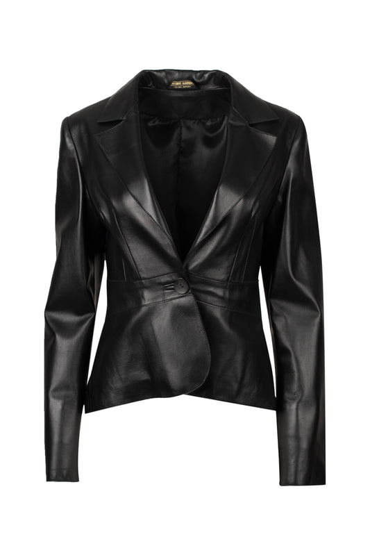 3519 - Women's Black Leather Blazer