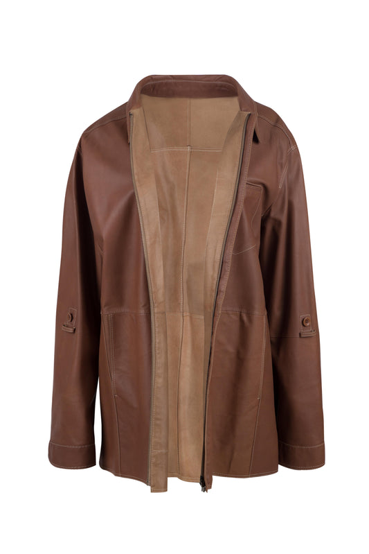 3904 - Men's Lightweight Brown Leather Shirt