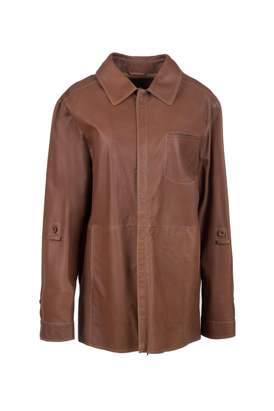 3904 - Men's Lightweight Brown Leather Shirt