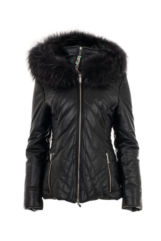 MINDY - Δερμάτινο με Κουκούλα και Επένδυση.