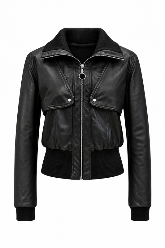Women’s 3-in-1 Convertible Leather Bomber Jacket