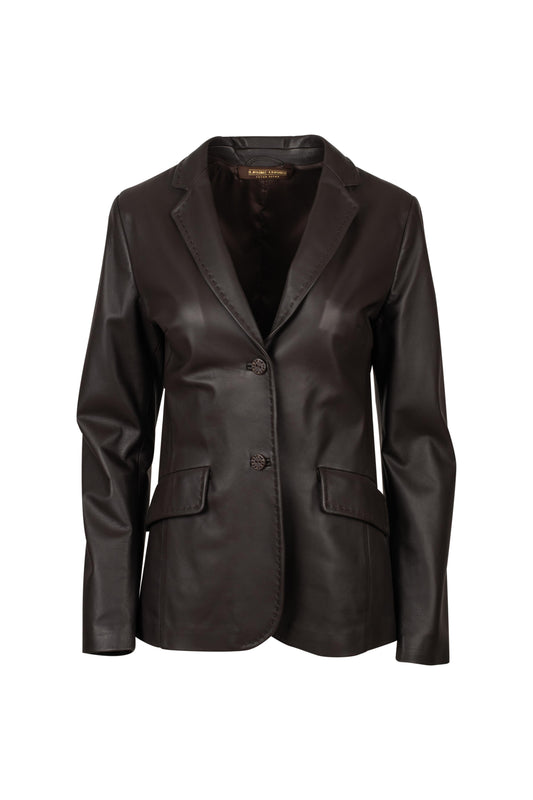 Women's Brown Leather Blazer