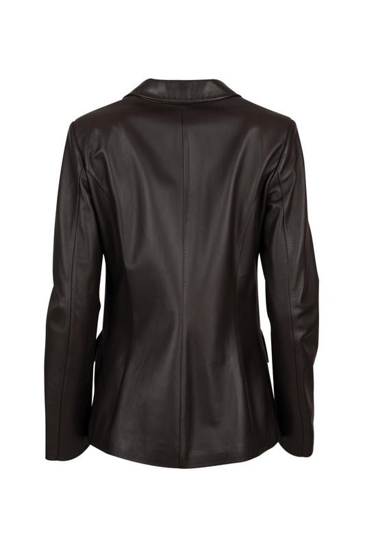 Γυναικείο Καφέ Δερμάτινο Σακάκι