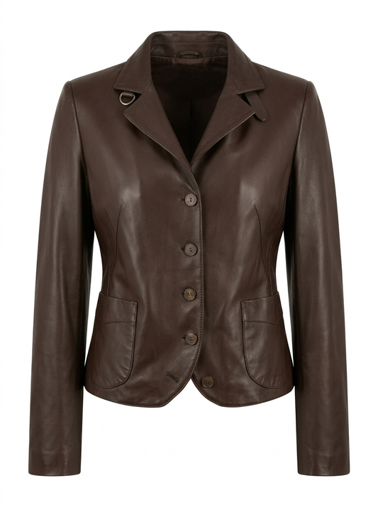 Women's Brown Leather Blazer