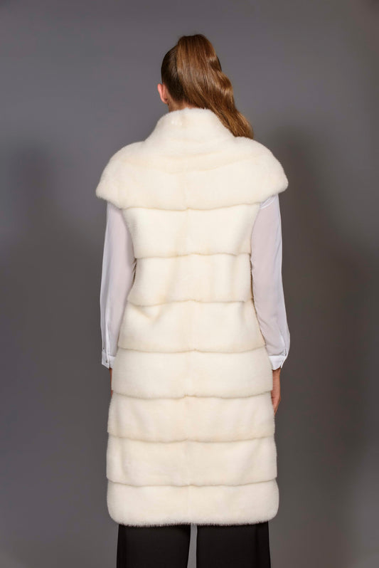 Pearl Long Mink Fur Vest with pelts across