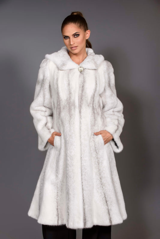 Hooded Letout SAGA ROYAL Silver Cross Mink Fur Coat