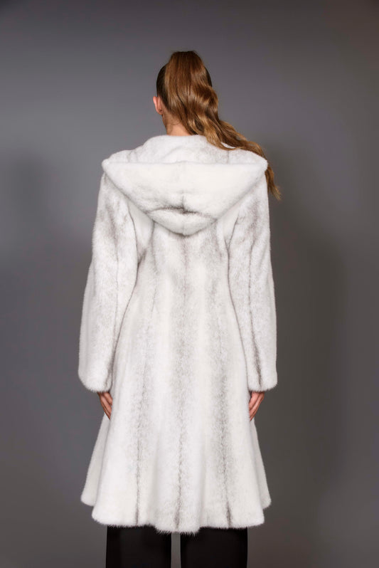 Hooded Letout SAGA ROYAL Silver Cross Mink Fur Coat