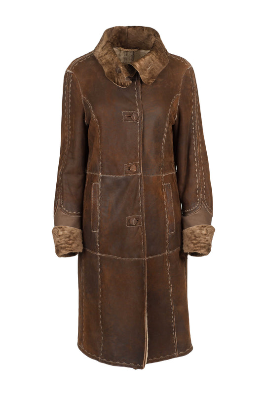 5422 - Women's Brown Sheepskin Coat made in Italy
