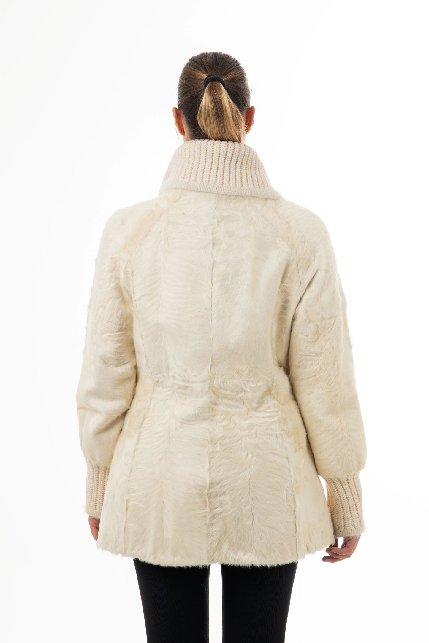 Women's Ivory Sheepskin Jacket Made in Italy