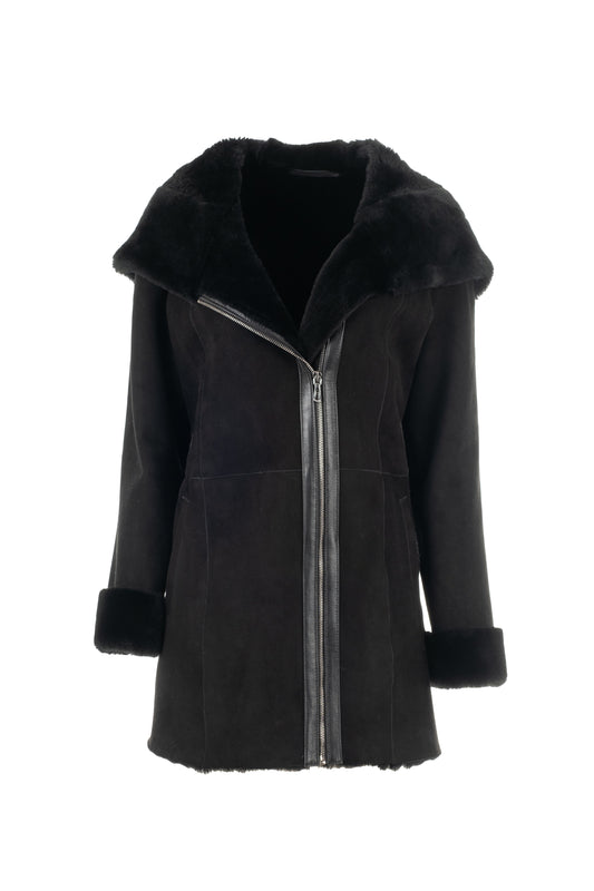 Women's Black Sheepskin Coat