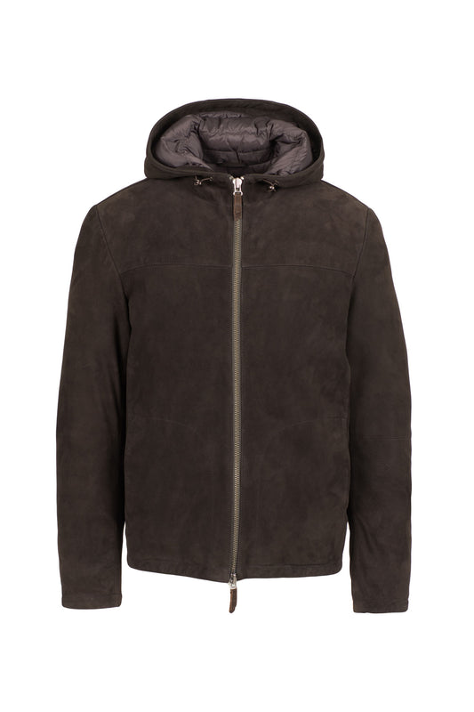 Men's Suede Hooded Puffed Jacket