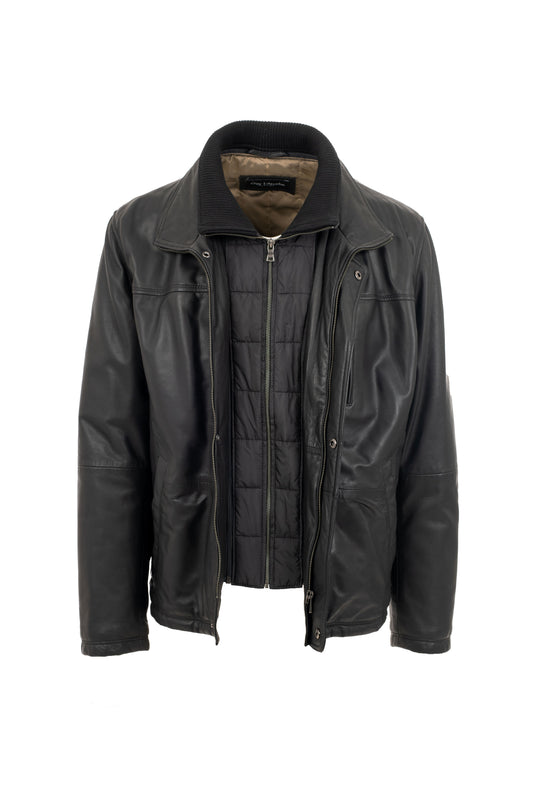 GUY LAROCHE - Men's Black Leather Long Jacket