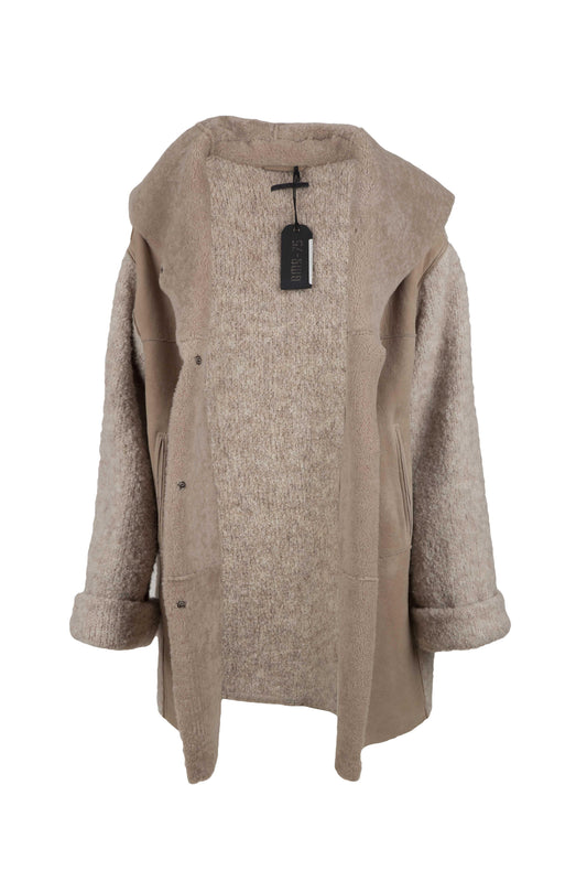 GIMOS - Women's overisized Beige Sheepskin parka Made in Italy