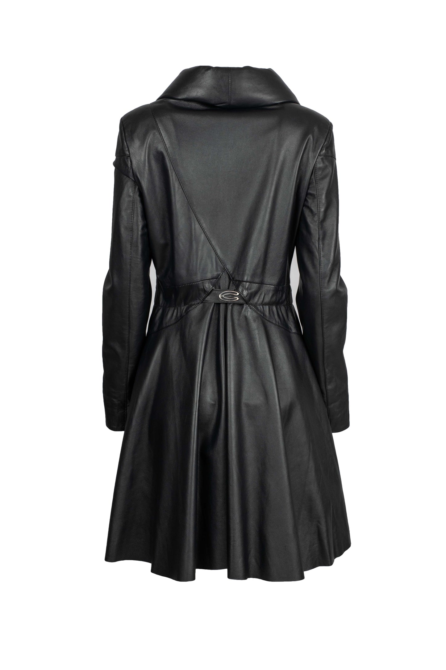 Γυναικείο Δερμάτινο Παλτό με Ζώνη