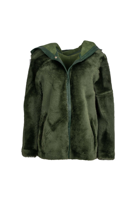 Women's Reversible Green Sheepskin Jacket