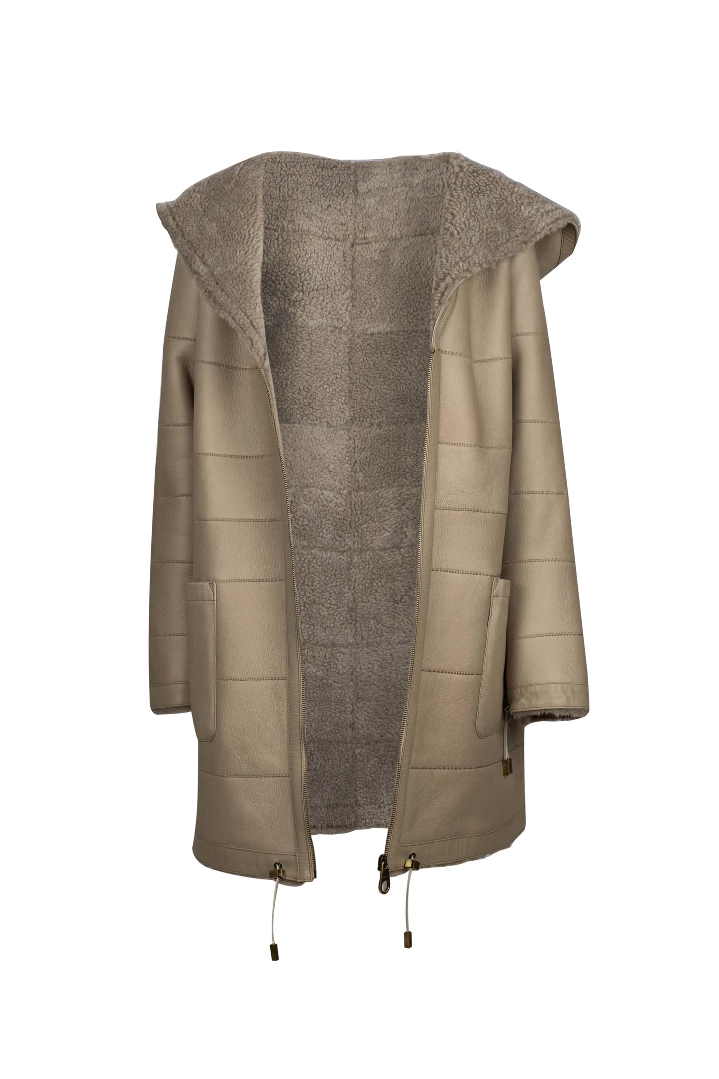 8931 - Women's Beige Sheepskin Parka