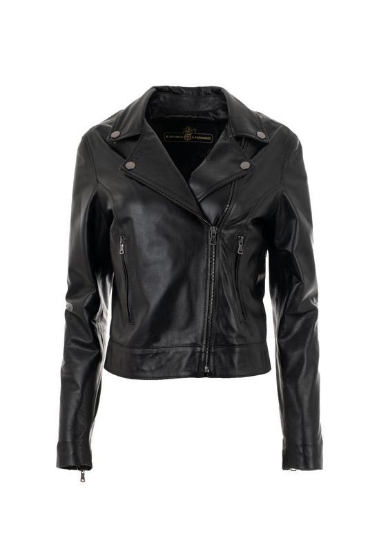 MAEVE - Handmade Women's Short Biker Leather Jacket