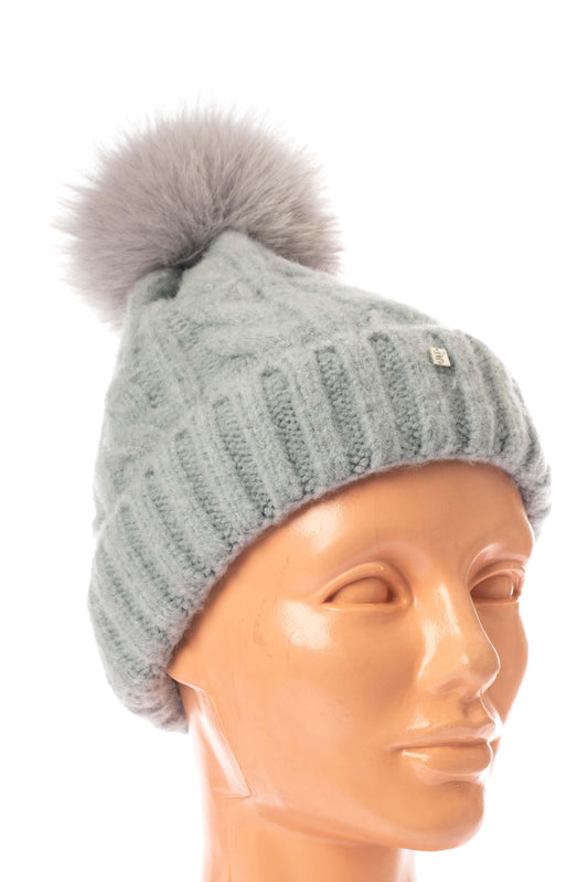 Πλεκτά Σκουφάκια με Αποσπώμενα Γούνινα Πομπομ σε Διάφορα Χρώματα