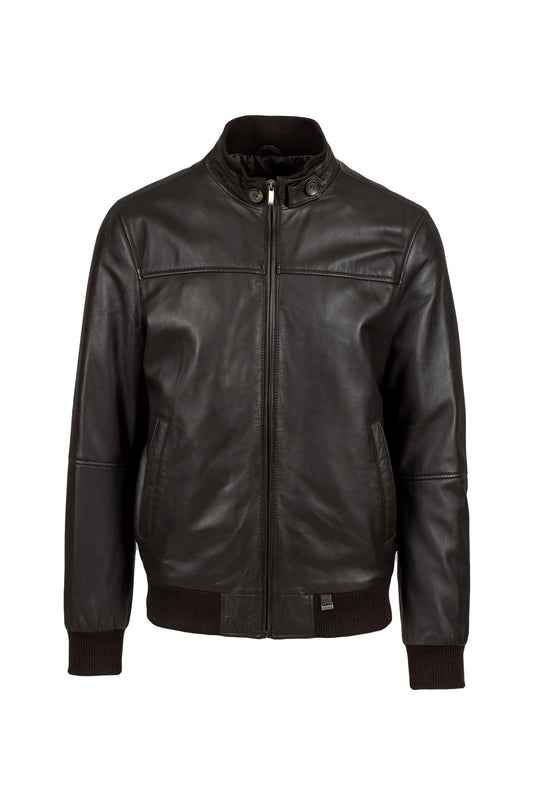 ALCOTT- Ανδρικό σκούρο Καφέ Bomber Δερμάτινο