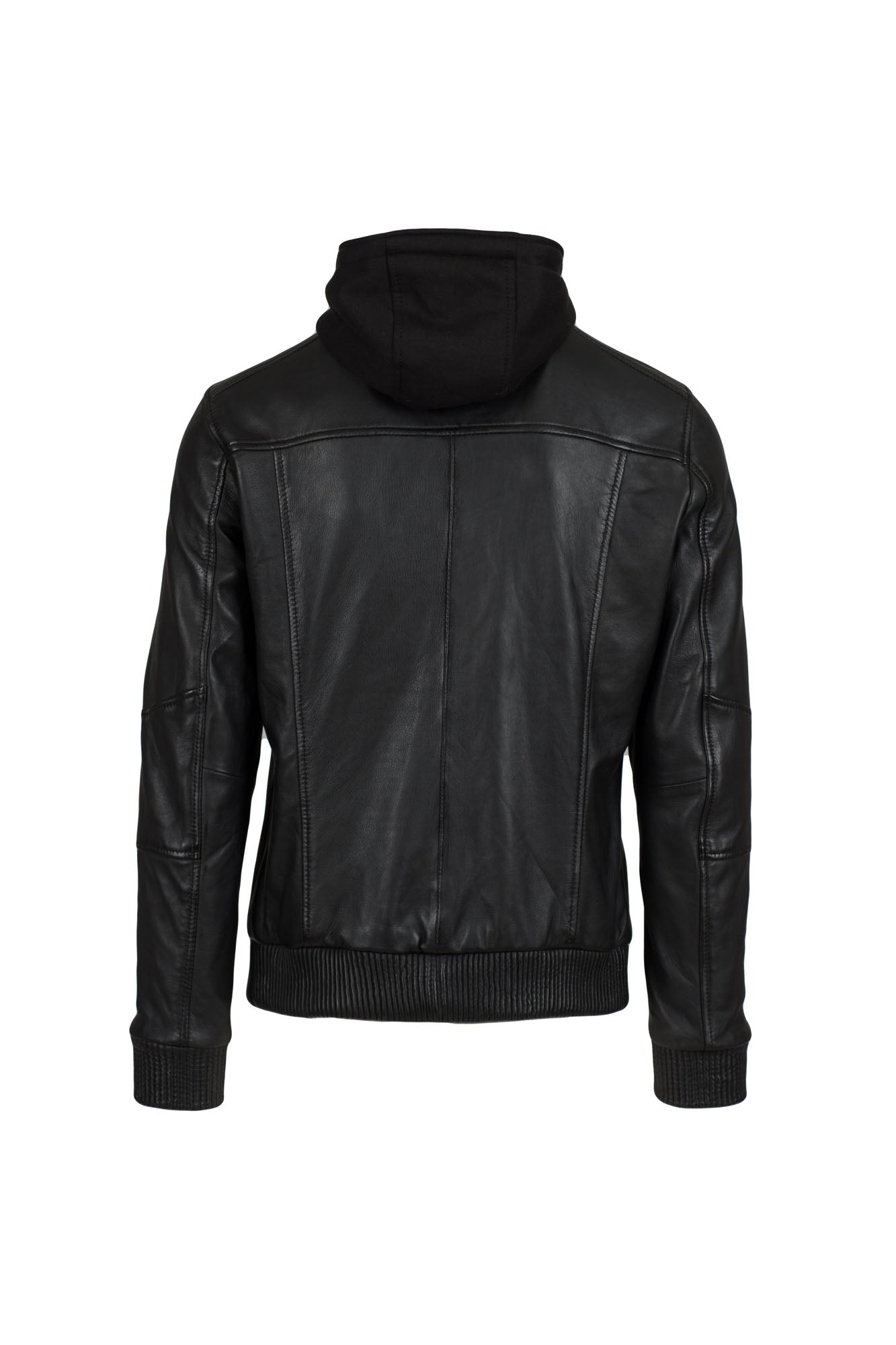 JEANLUKE - Men's Black Bomber Jacket with removable hood