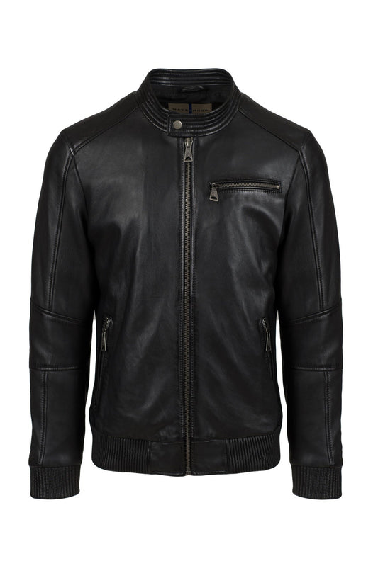 JEANLUKE - Men's Black Bomber Jacket with removable hood