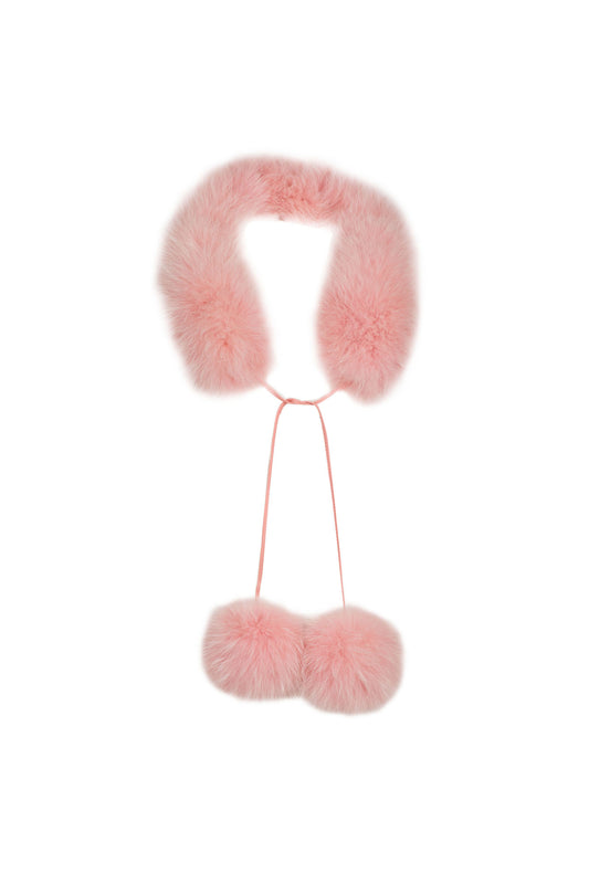 Ροζ Γούνινος Γιακάς με Πομπομ