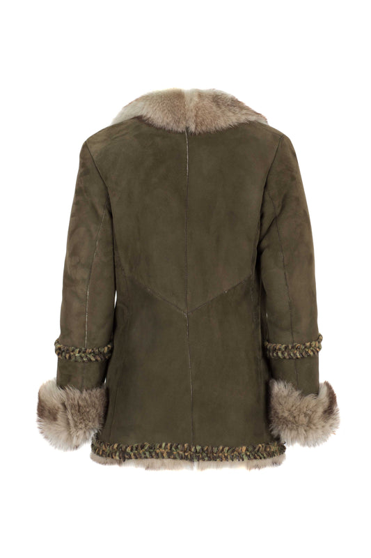NATALY- Women's Olive Green Sheepskin Jacket