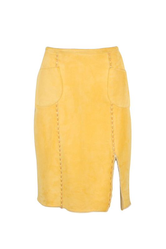 Κίτρινη Reversible Sheepskin Φούστα made in Italy