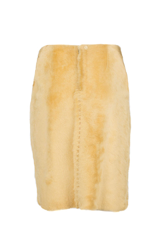 Κίτρινη Reversible Sheepskin Φούστα made in Italy