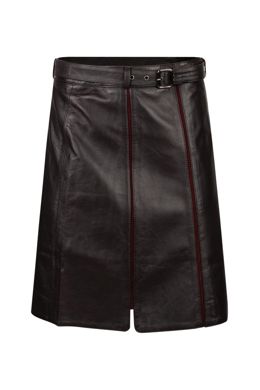 Μπορντό Δερμάτινη Φούστα