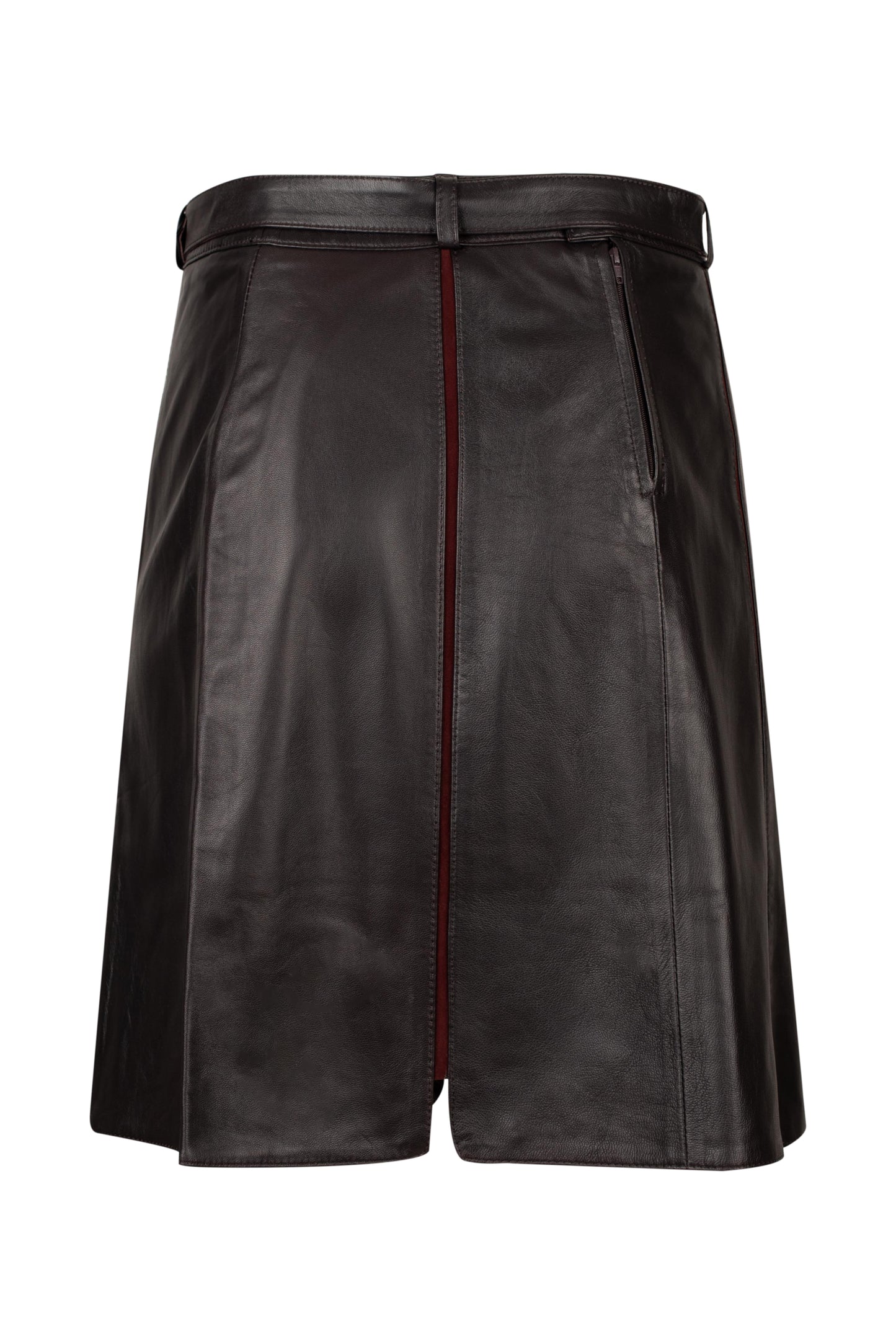 Μπορντό Δερμάτινη Φούστα