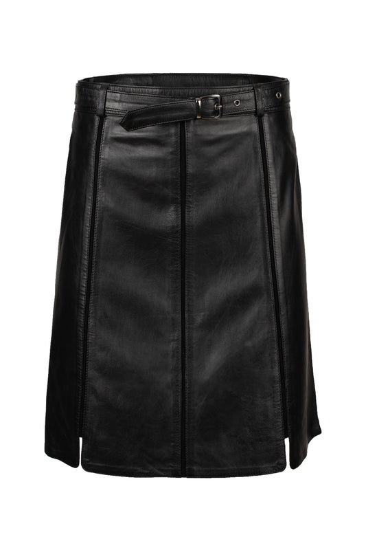 Μαύρη Δερμάτινη Φούστα με ρίγες απο Καστόρ
