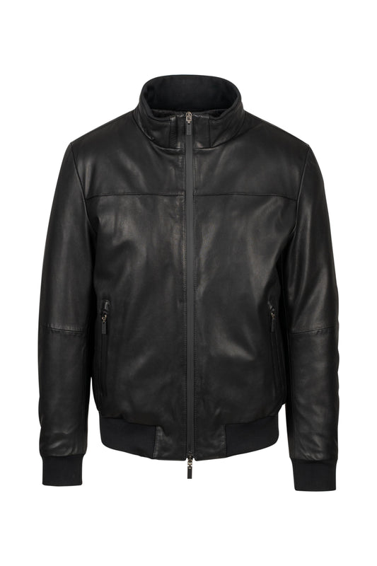 GIMOS - Men's Heavyweight Black Leather Jacket