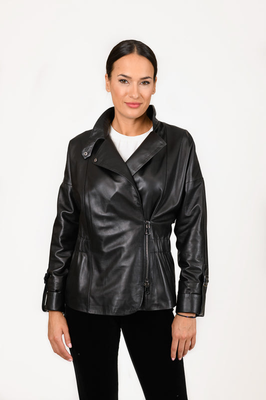ALISON - Women's black leather jacket.