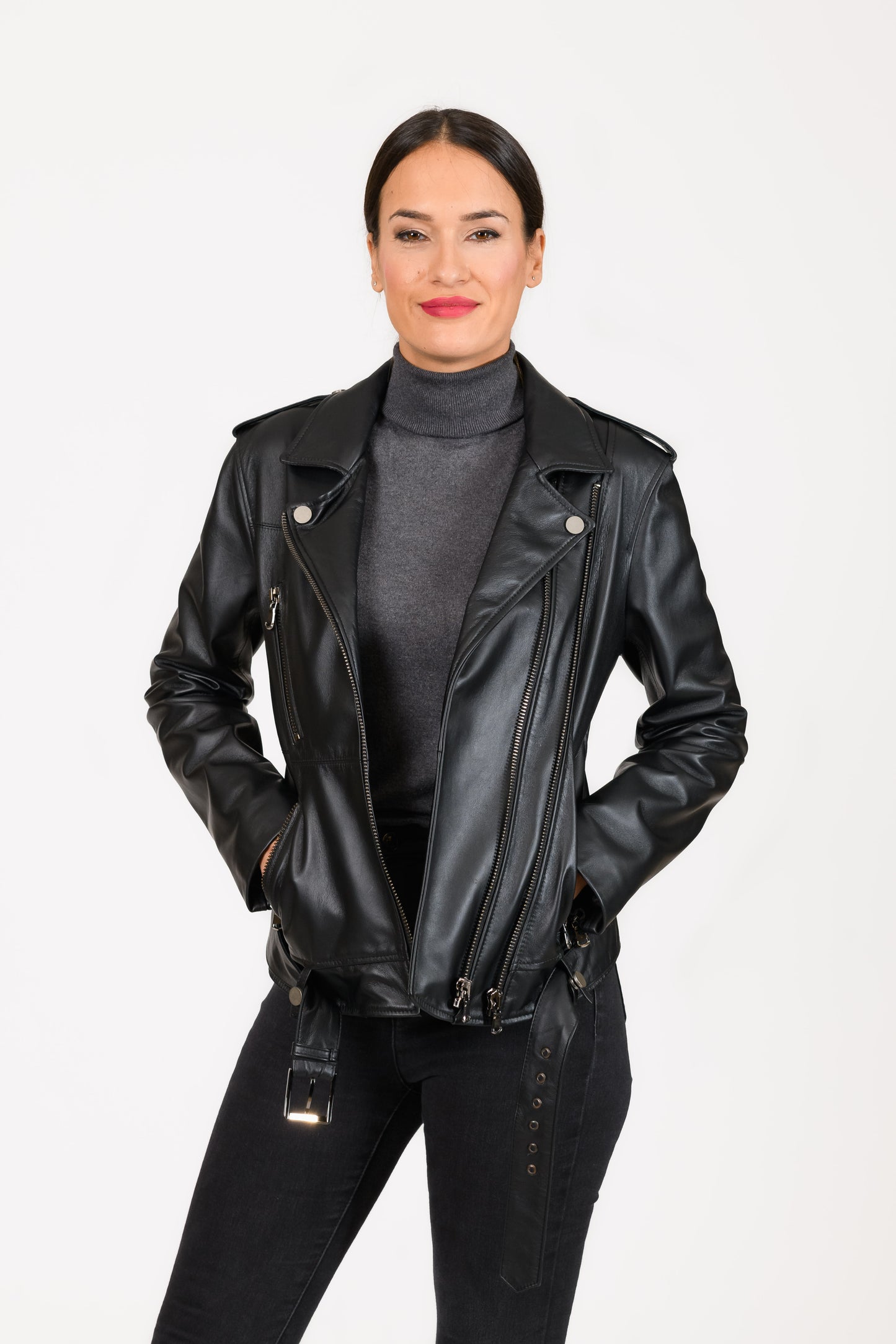 ANTIG - Γυναικείο Χειροποίητο Δερμάτινο biker Μπουφάν