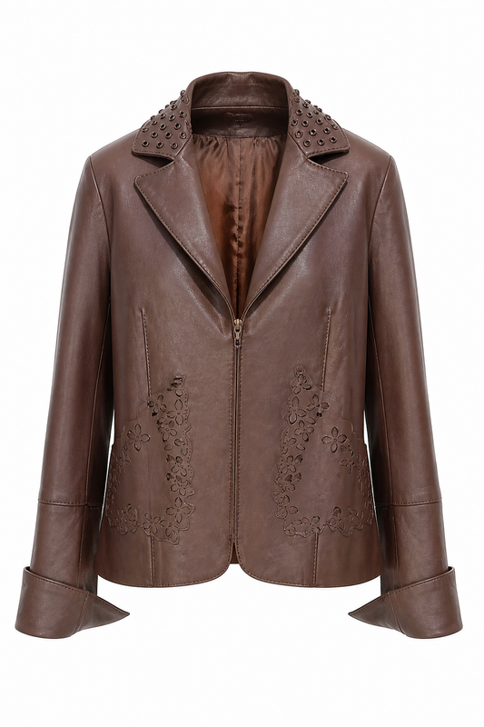 Women's Brown Leather Blazer