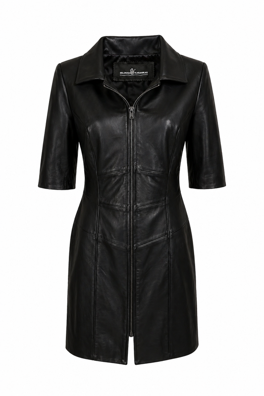 CAITY - Black Leather Dress