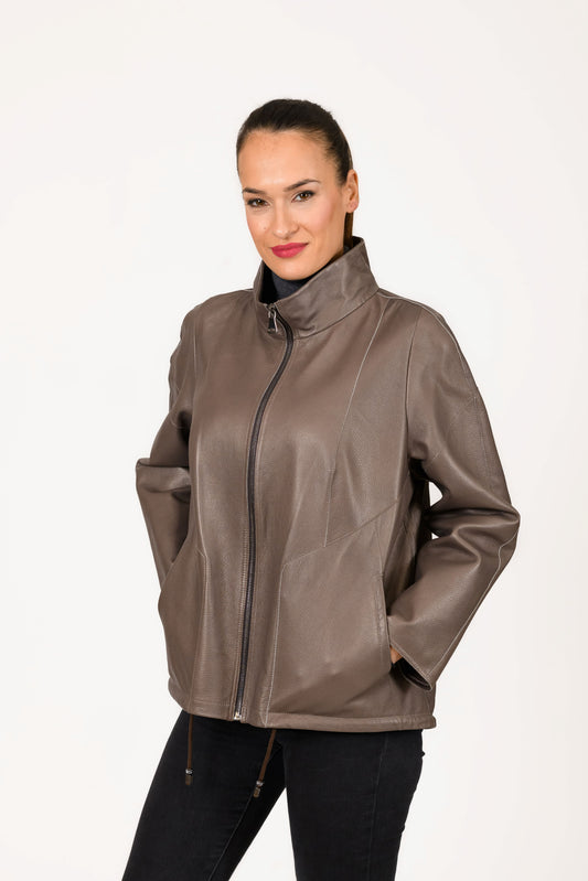 CALLISTO - Grey Comfortable Leather Jacket