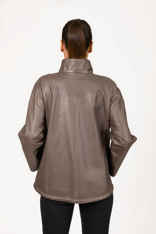 CALLISTO - Grey Comfortable Leather Jacket