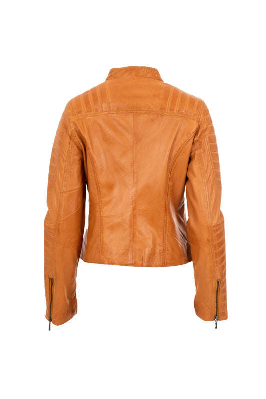 Women's Camel Biker Leather Jacket