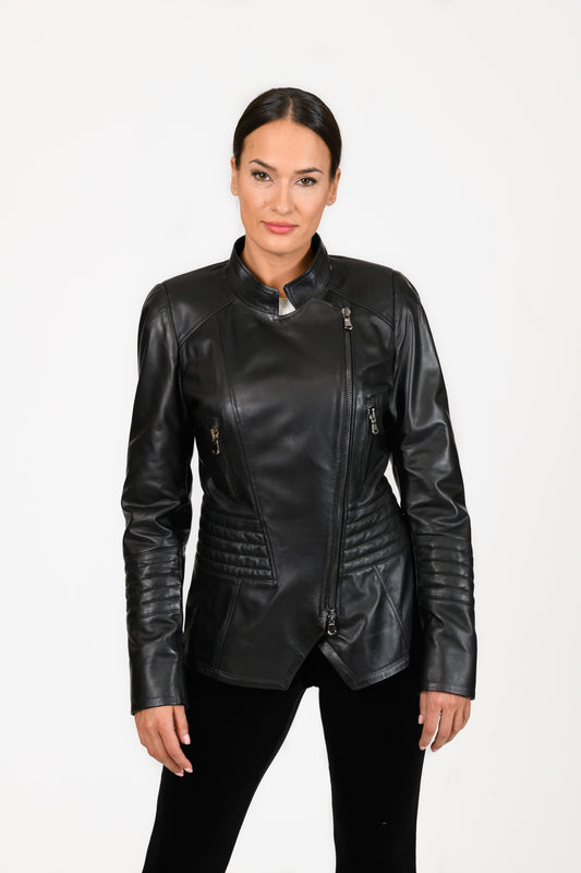 DAPHNE- Women's Handmade biker leather jacket