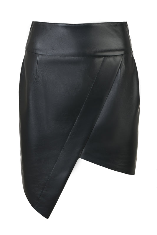 DOMINO - Short High Waisted Leather Skirt