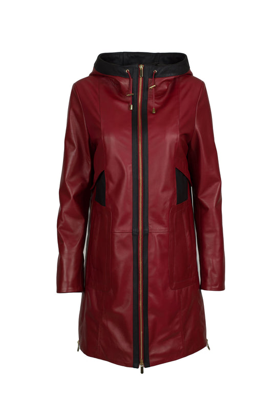 FELICITY - Γυνακείο Κόκκινο- Μαύρο Δερμάτινο Παρκά