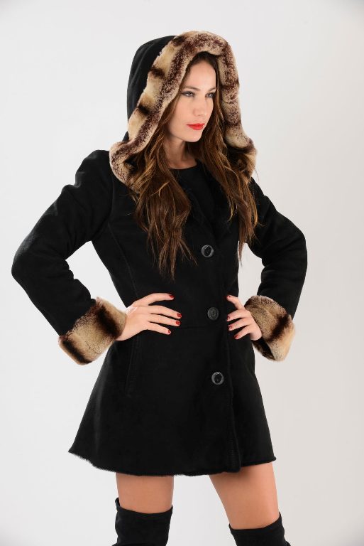 FRAGO - Black sheepskin Parka