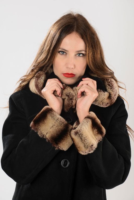 FRAGO - Black sheepskin Parka